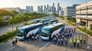 Reliable staff workers bus charter Singapore