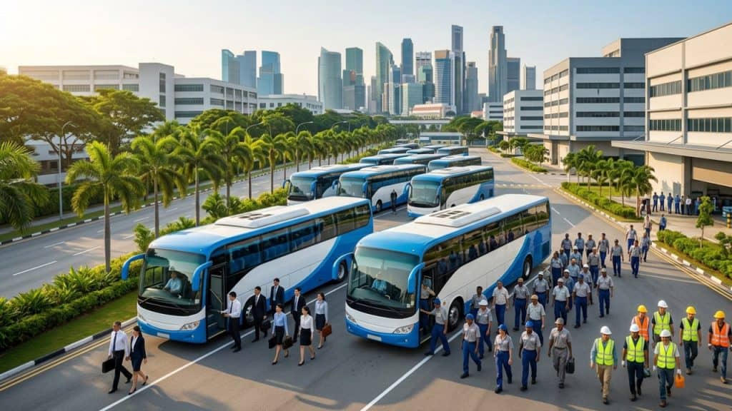 monthly factory staff bus charter - Singapore Bus Charter