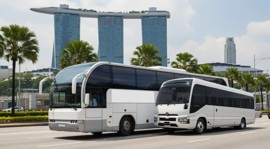 private event group boarding a chartered bus in singapore