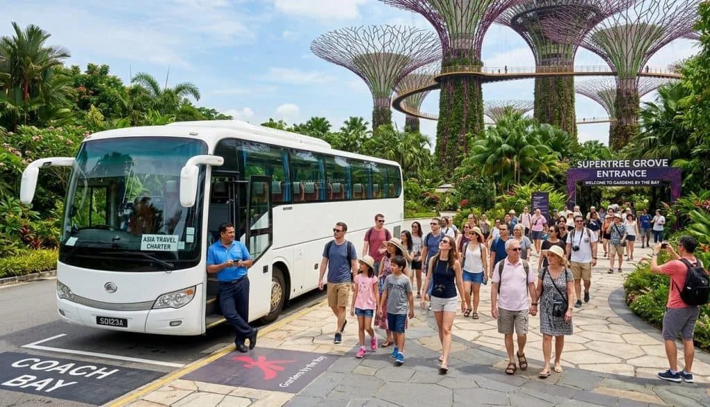 tour coach on a sightseeing charter around singapore